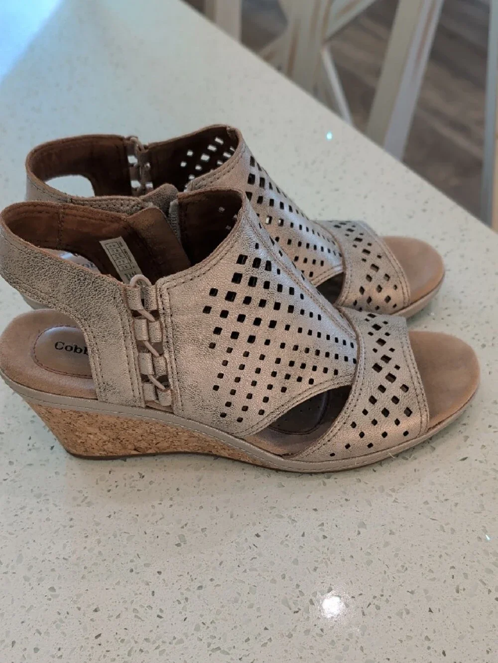 Cobb Hill by New Balance Rose Gold Laser-Cut Slingback Sandals